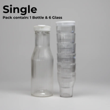 Plastic Water Bottle Set with 6 Glasses – 4 Colors Available (Made in Pakistan)