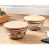 Food Storage Bowl With Wooden Lid - 2 Pcs of 400ml. Bowl for Pasta, Chips, Dips and Candies