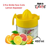 2 Pcs Smile Face Cute  Lemon Juicer and Squeezer 450 ml (L4.5xW3.4xH4.5)