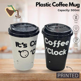 2 Pcs Printed Plastic Coffee Cups 500ml (L3.5xW3.5xH5.0)Inches