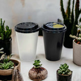 2 Pcs Plain Plastic Coffee Cups 500ml (L3.5xW3.5xH5.0)Inches