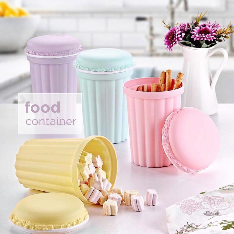 Pastel Macaron Style Food Storage Container – Decorative Kitchen Storage Cup