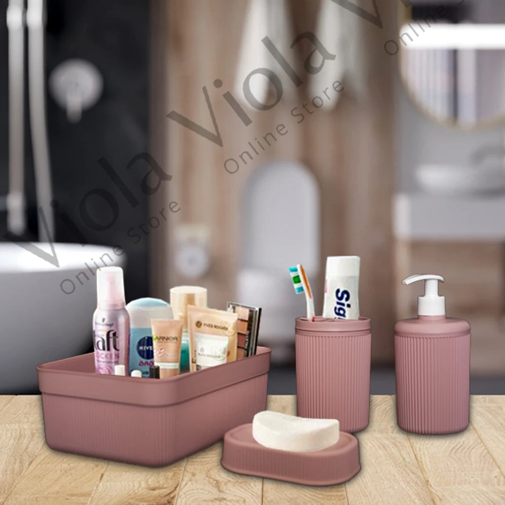 Plastic 4 Pieces Set For Bathroom Accessories