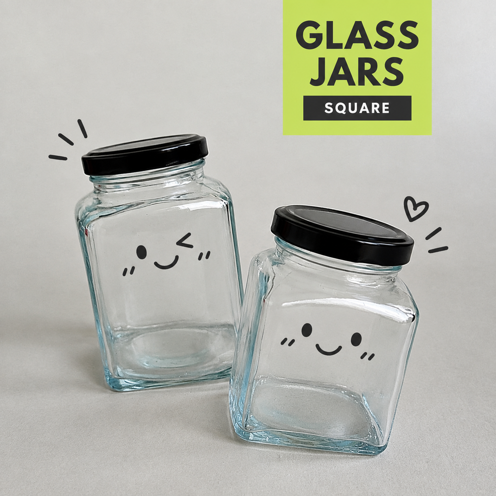 400ml Glass Jar Square