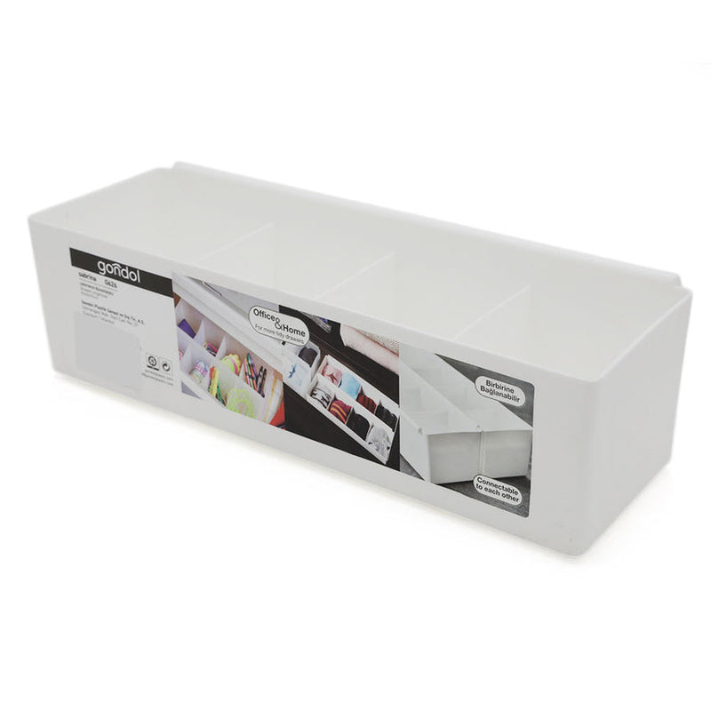 Drawer Organizer â Durable Plastic Storage Box with 4 Compartments