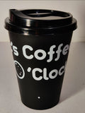 2 Pcs Printed Plastic Coffee Cups 500ml (L3.5xW3.5xH5.0)Inches