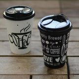 2 Pcs Printed Plastic Coffee Cups 500ml (L3.5xW3.5xH5.0)Inches