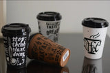 2 Pcs Printed Plastic Coffee Cups 500ml (L3.5xW3.5xH5.0)Inches