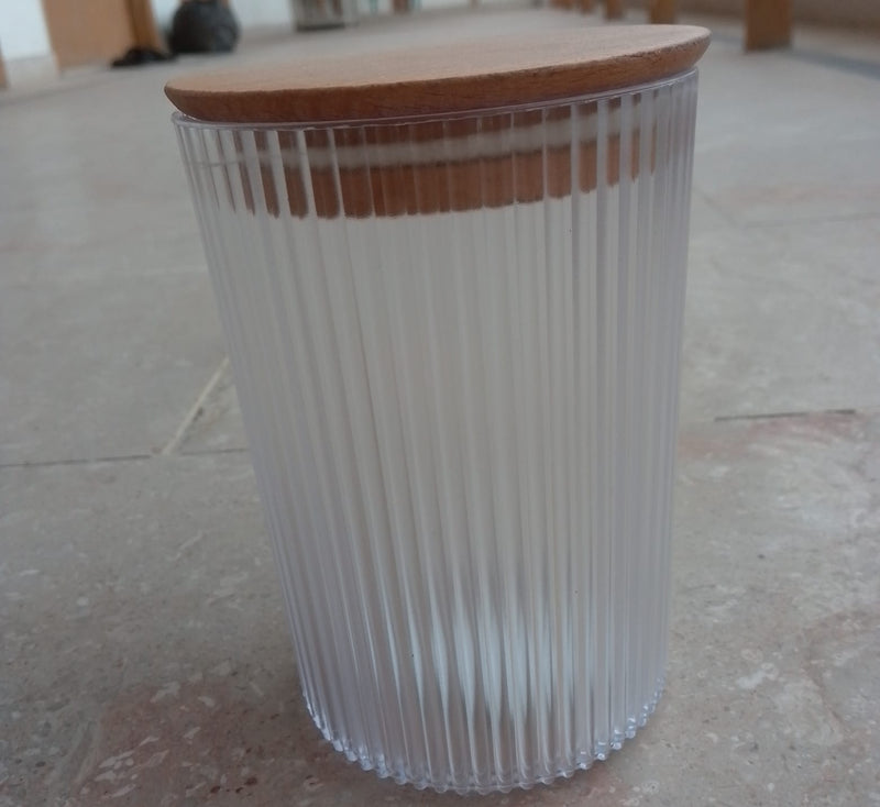Single Piece Smart Acrylic Storage Jar with Bamboo Lid 900ml