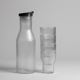 Plastic Water Bottle Set with 6 Glasses – 4 Colors Available (Made in Pakistan)