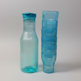 Plastic Water Bottle Set with 6 Glasses – 4 Colors Available (Made in Pakistan)