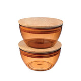 Food Storage Bowl With Wooden Lid - 2 Pcs of 400ml. Bowl for Pasta, Chips, Dips and Candies